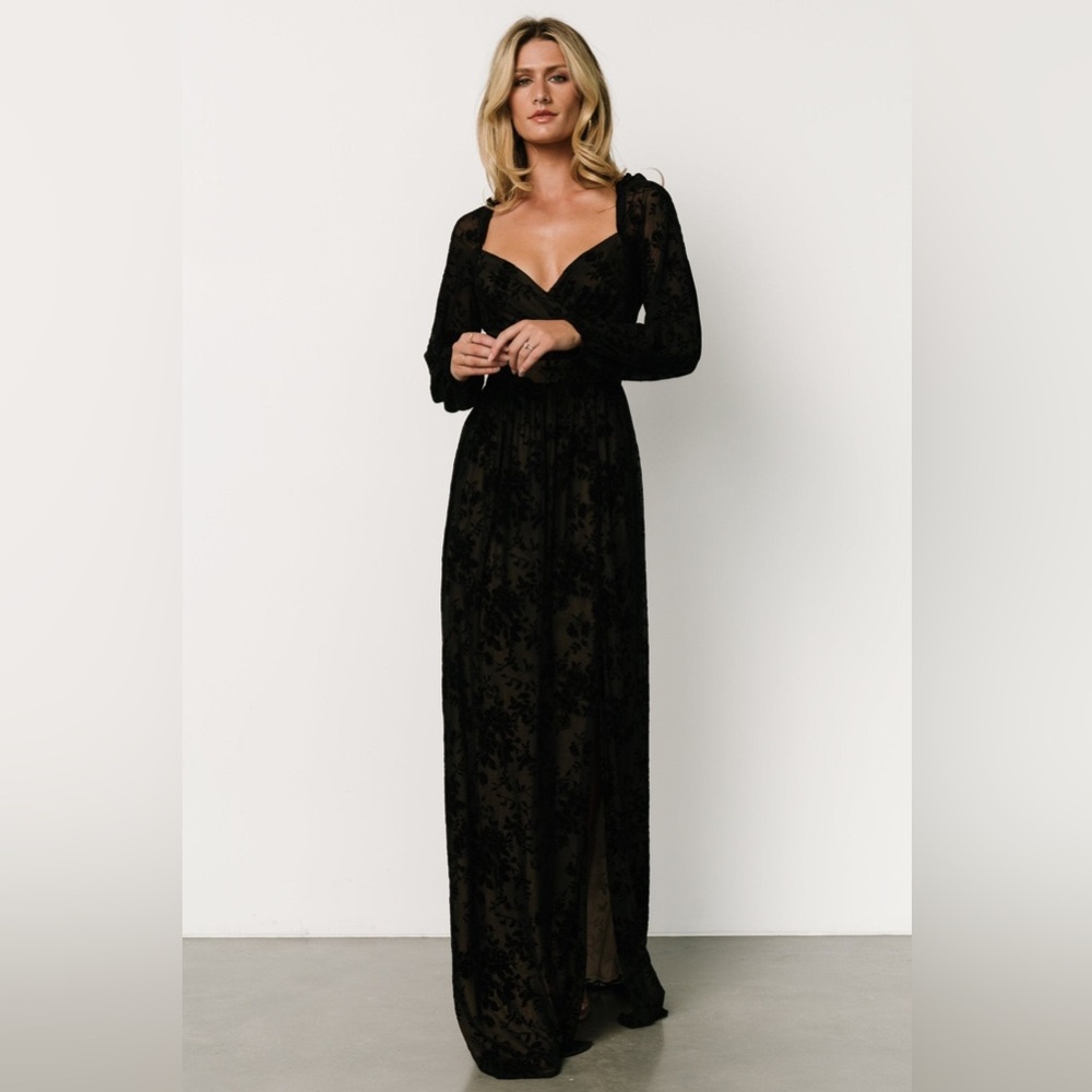 Baltic Born Black Long Sleeve Lace Maxi Dress